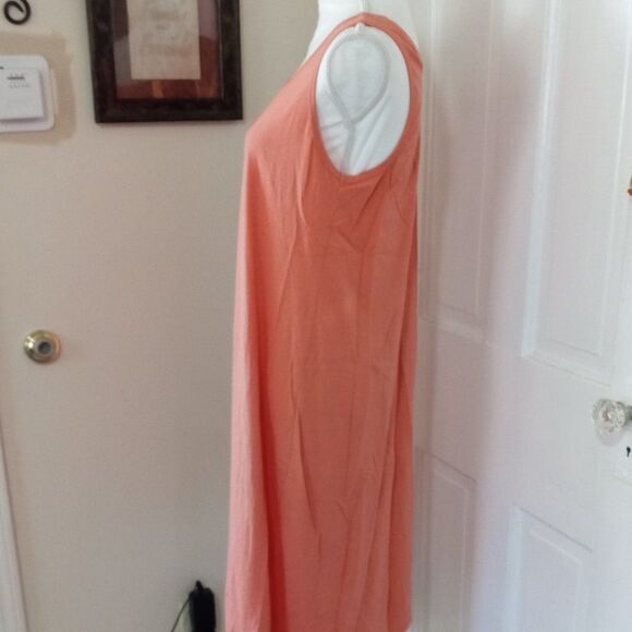 Women's Shark Tail Hem Tank Dress (Size 12) Peachy Orange Color - Picture 4 of 6